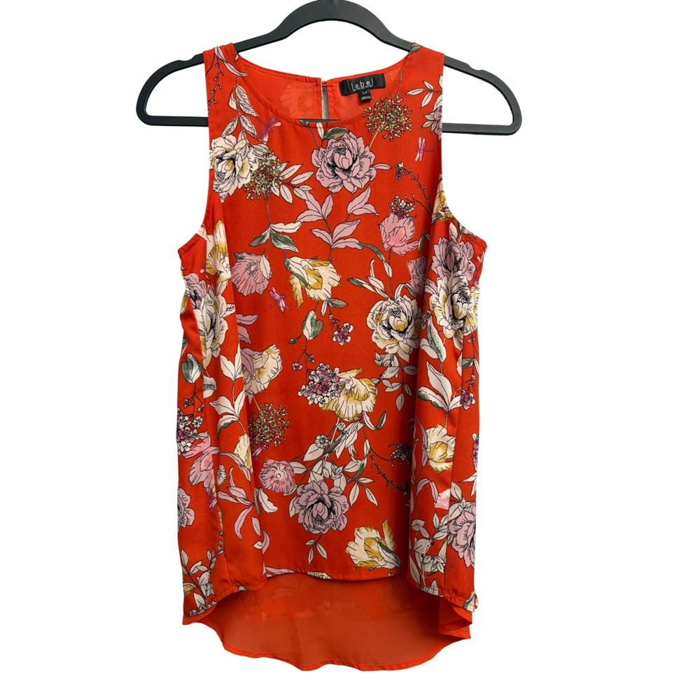 Rachel Rachel Roy Label Floral Tank Top Orange High Low Blouse Small Boho Layer
